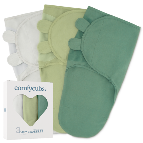 Comfy Cubs Easy Swaddle Blanket In Stone, Sage, Azul