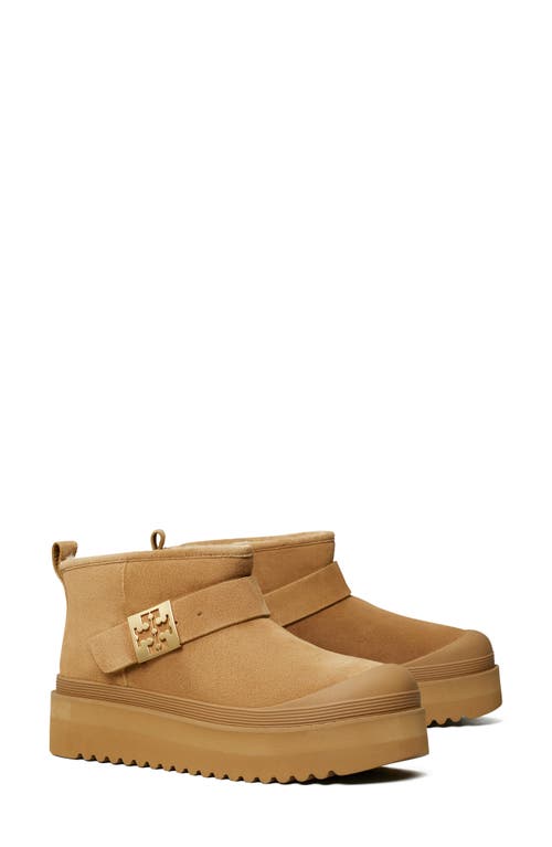 Tory Burch Mellow Genuine Shearling Lined Platform Boot In Chestnut