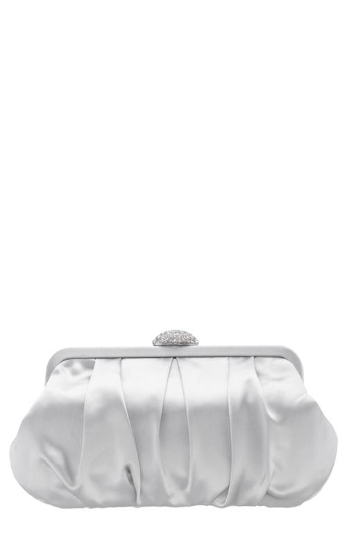 Nina Concord Pleated Satin Frame Clutch in New Silver