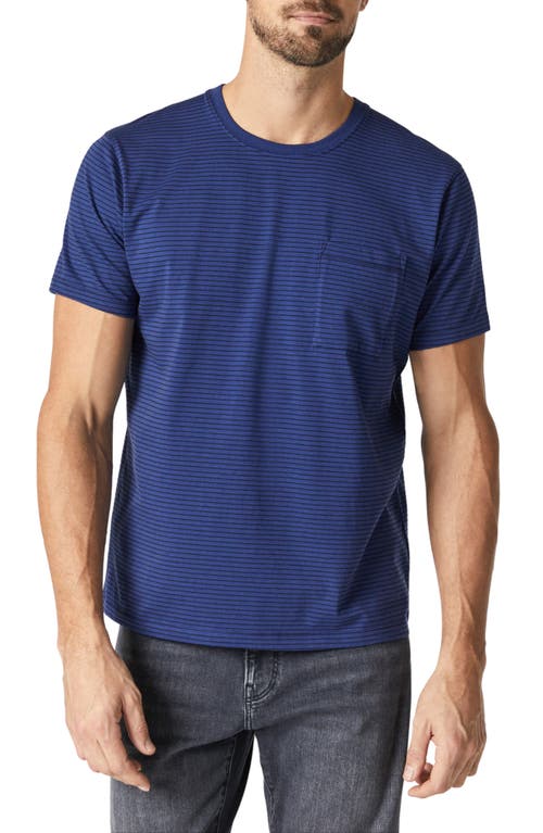 Stripe Cotton Pocket T-Shirt in Twilight Blue