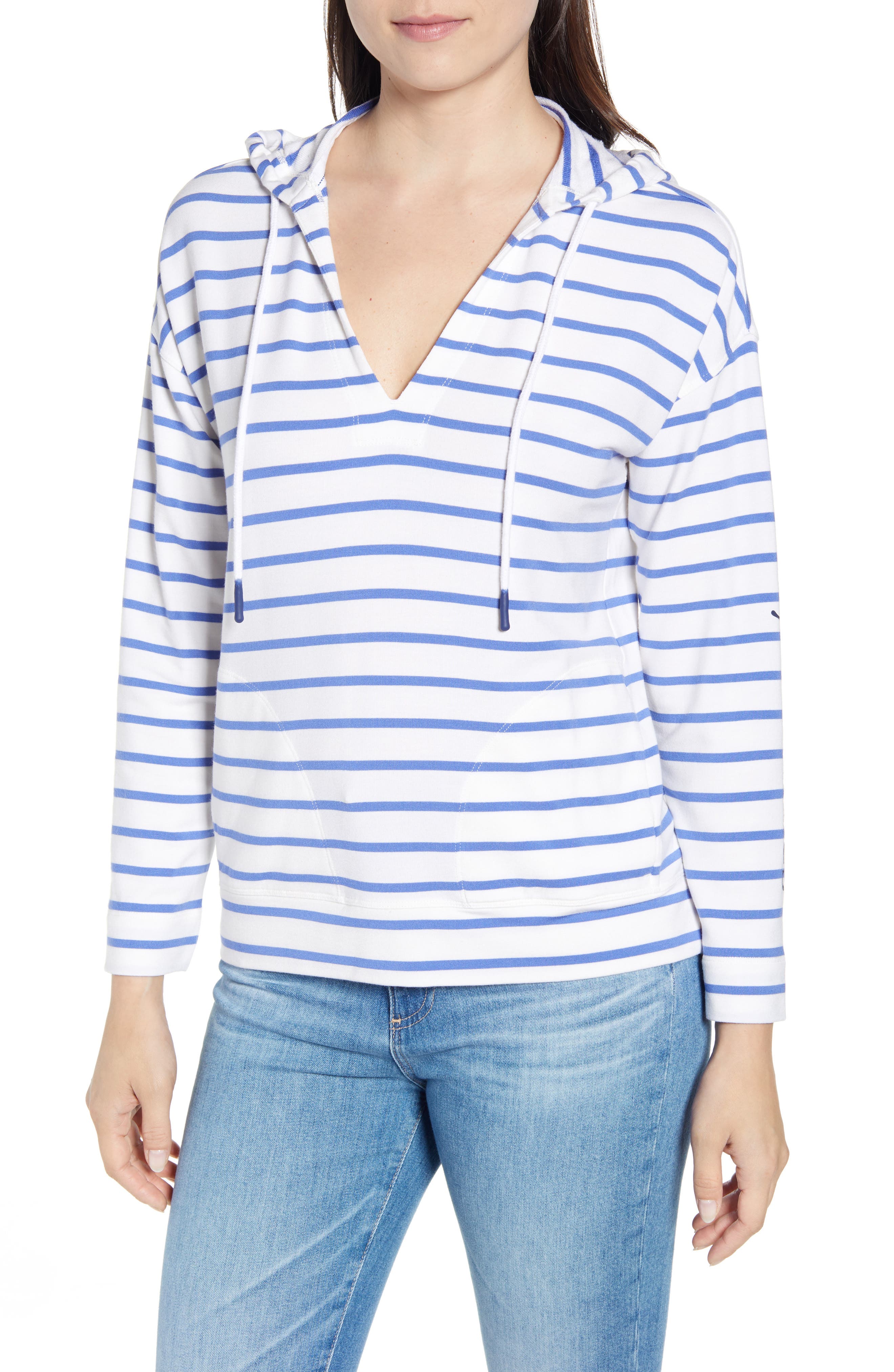 Vineyard Vines Stripe Popover Hooded Sweatshirt, Blue
