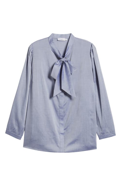 Shop Harshman Aveline Tie Neck Button-up Shirt In Ice Blue