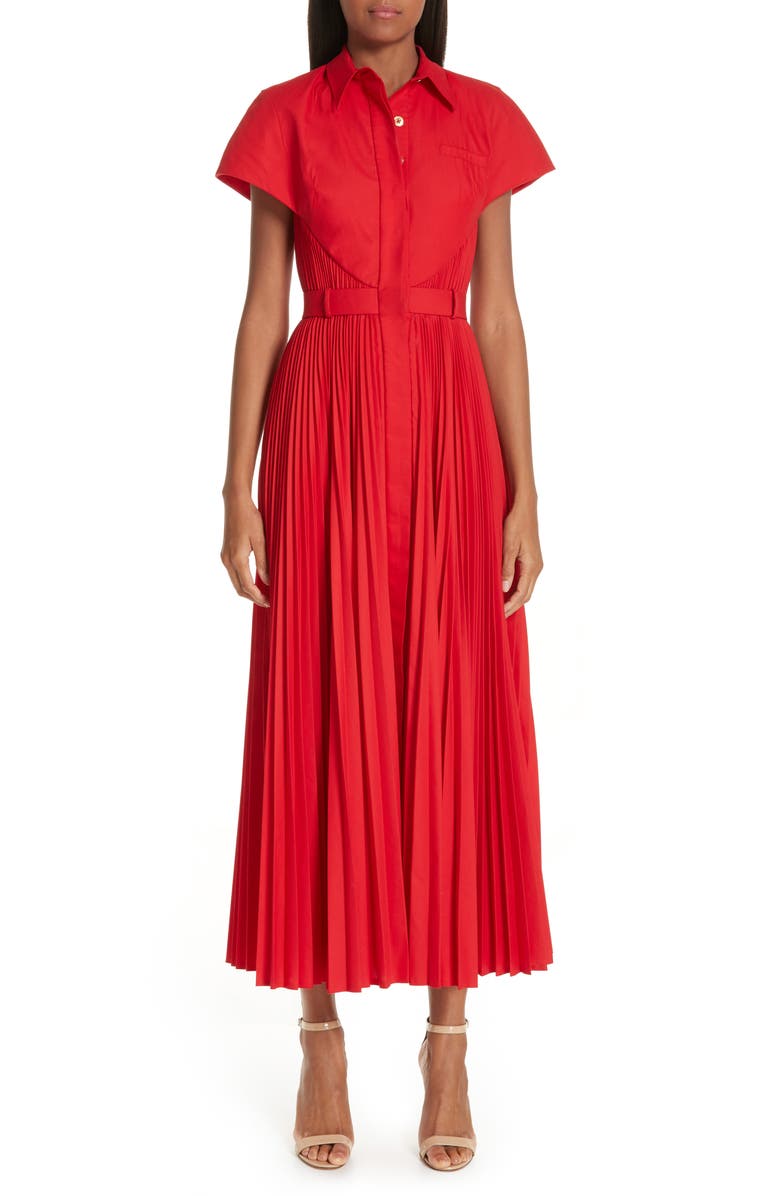 Brandon Maxwell Button Front Pleated Shirtdress | Nordstrom