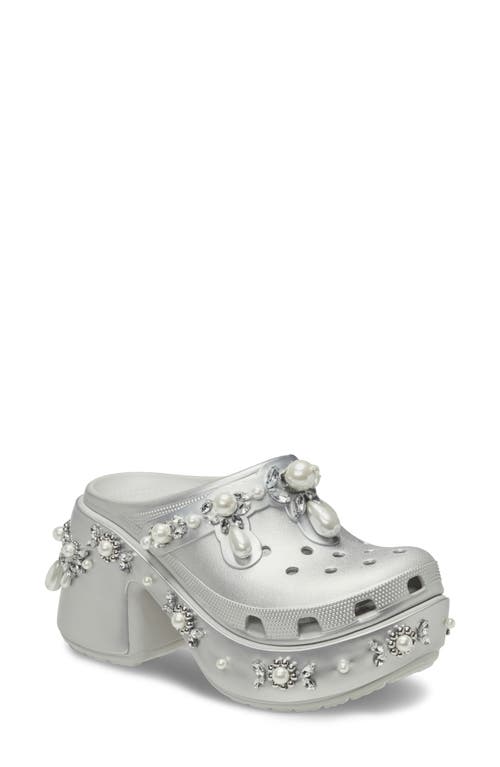 Crocs X Simone Rocha Spiked Siren Platform Clog In Metallic Silver