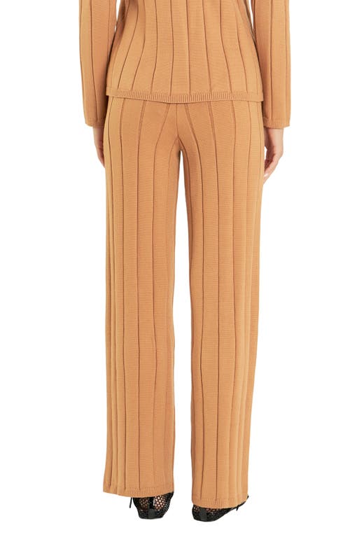 English Factory Pull-on Straight Leg Rib Knit Pants In Camel