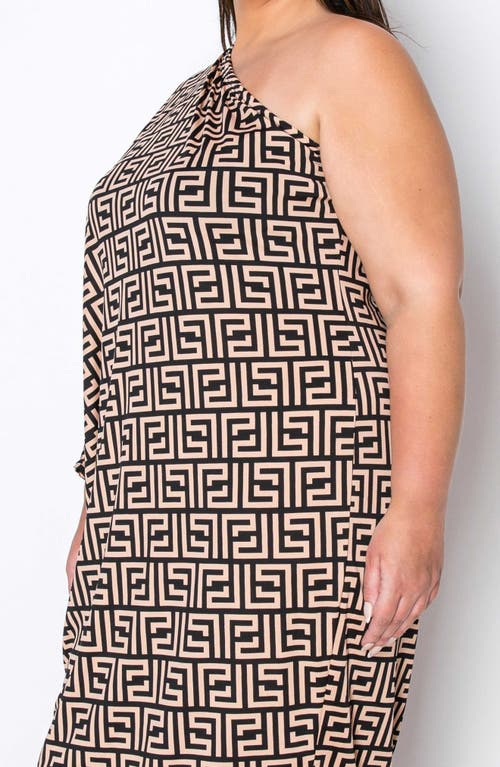 L I V D Persephone One-shoulder Bracelet Sleeve Dress In Black Stone