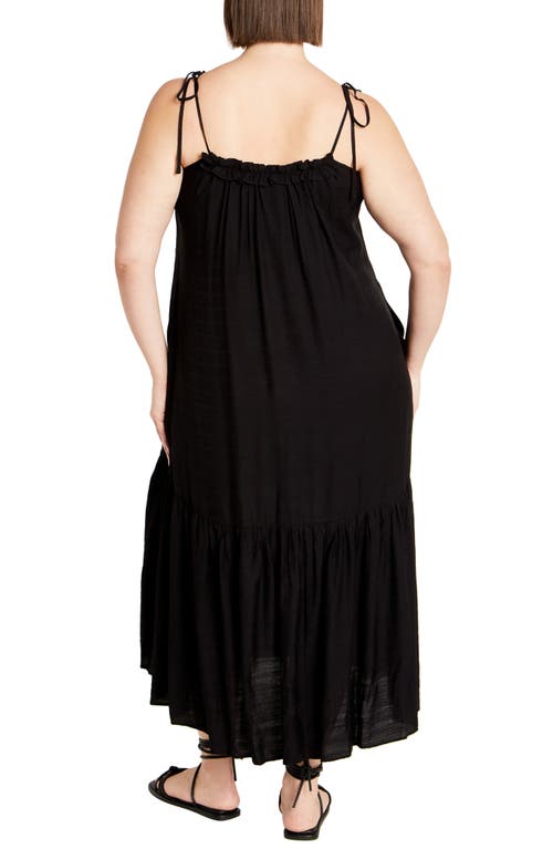 City Chic Erica Tiered Tie Strap High-low Dress In Black