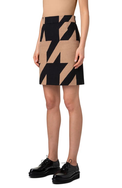 Akris Punto Houndstooth Skirt In Black-caramel