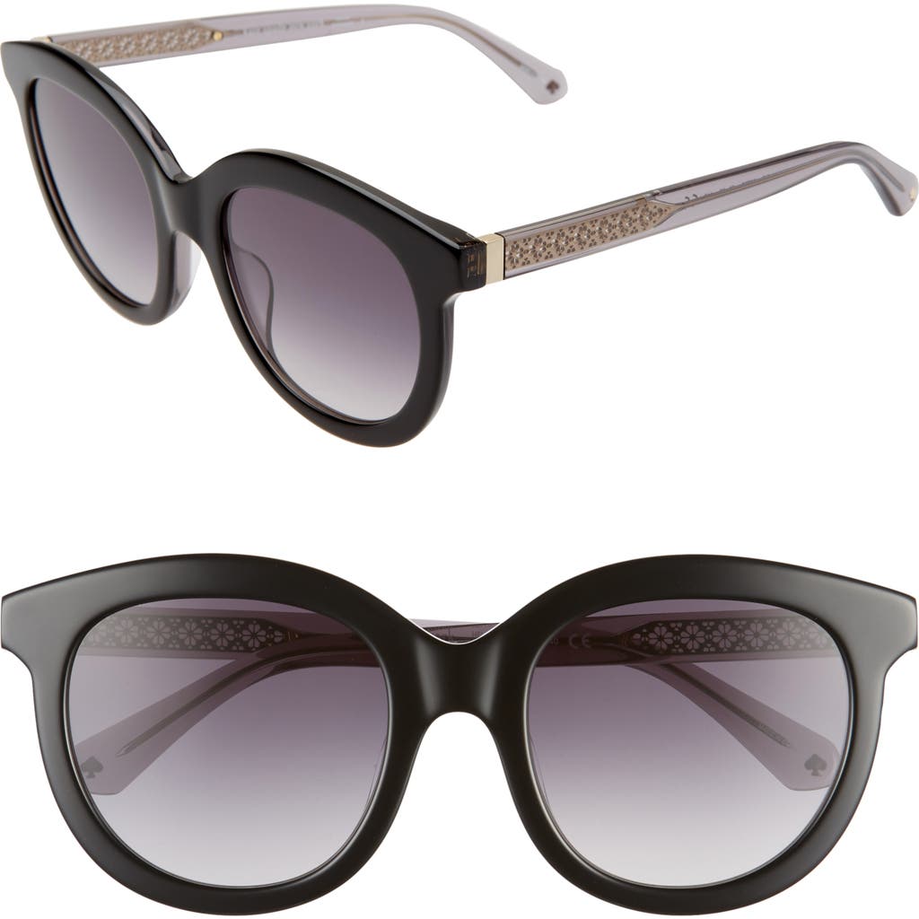 Shop Kate Spade New York Lillian 53mm Round Sunglasses In Black/dark Grey Sf