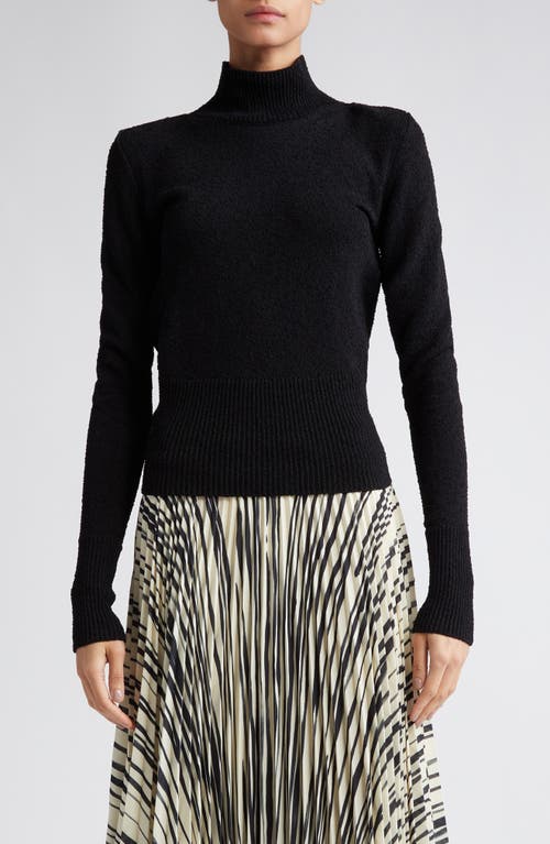 Proenza Schouler Textured Open Back Turtleneck Sweater Black at Nordstrom,