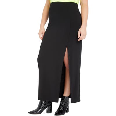 Plus Size Eloquii Side Slit Stretch Matte Jersey Maxi Skirt, Black