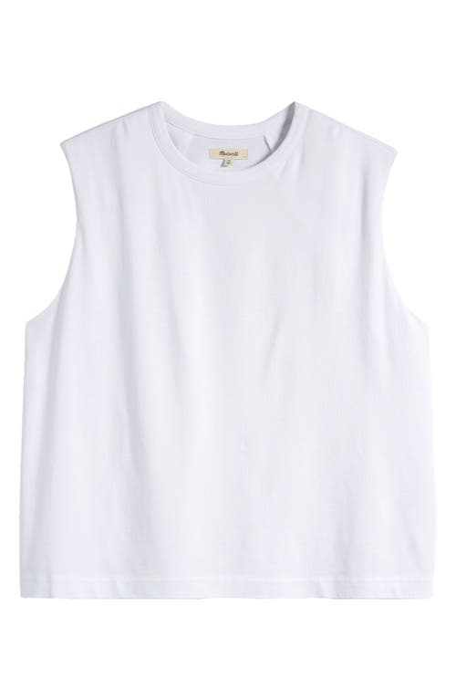 Shop Madewell Structured Shoulder Pad Muscle Tee In Eyelet White