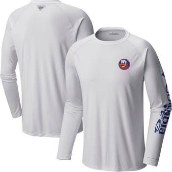 Columbia Men's Columbia White New York Islanders Terminal Tackle Omni-Shade  Raglan Long Sleeve T-Shirt