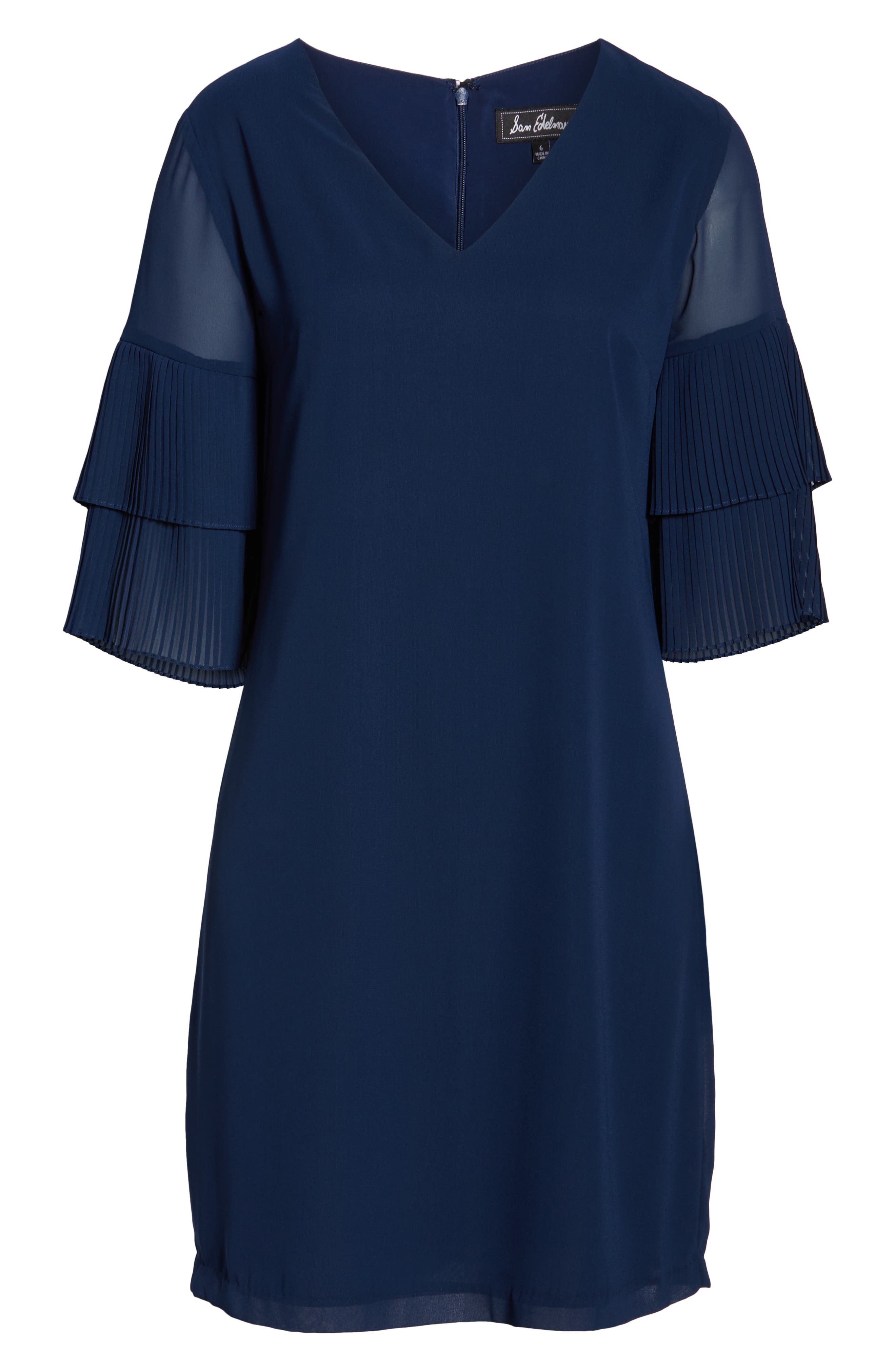 pleat sleeve shift dress sam edelman