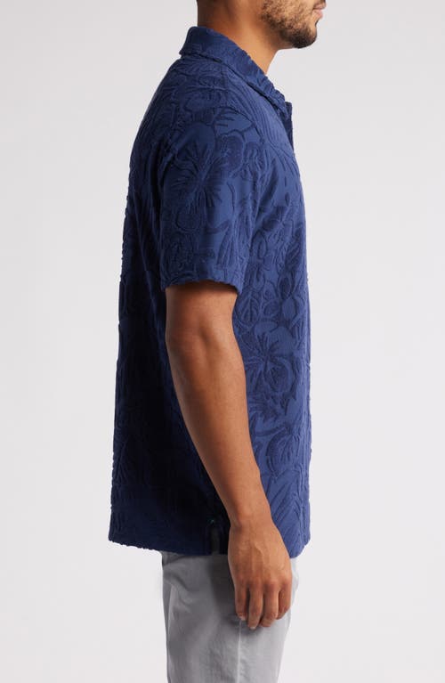 Shop Tori Richard Flower Bungalow Floral Terry Cloth Polo In Navy