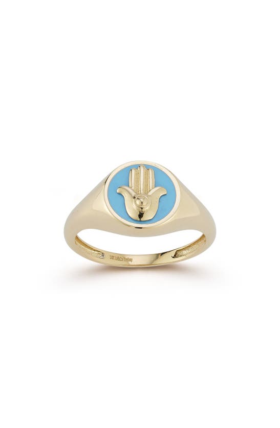 Shop Ember Fine Jewelry 14k Gold Turquoise Hamsa Signet Ring