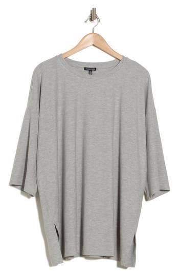 Eileen Fisher Crewneck Longline Boxy Top In Dark Pearl