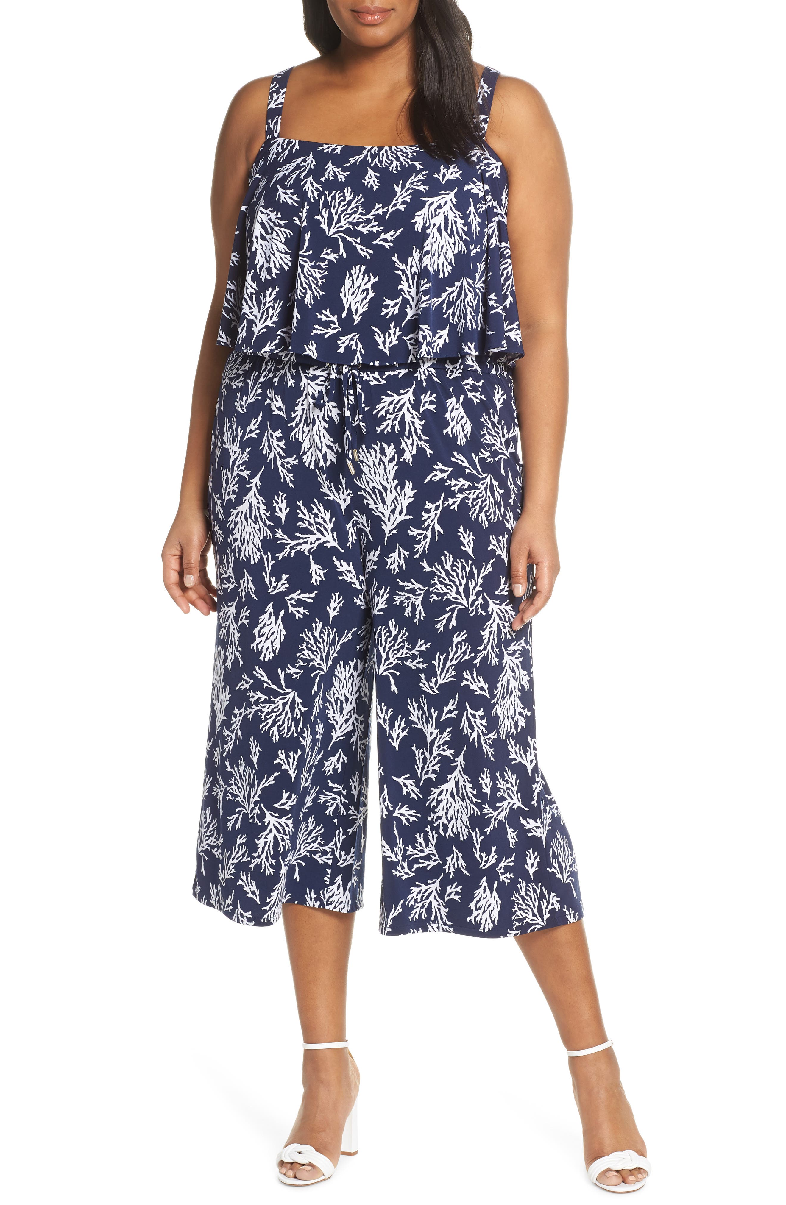 Plus Size Michael Michael Kors Petani Reef Popover Jumpsuit