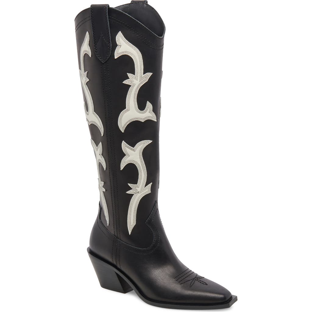 Dolce Vita Samare Western Boot In Black/white Leather