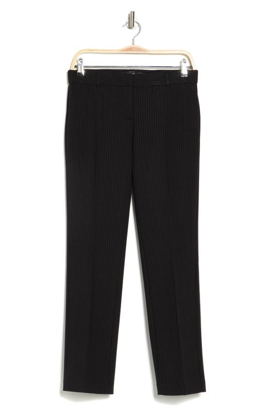 Amanda & Chelsea Pinstripe Knit Pants In Black