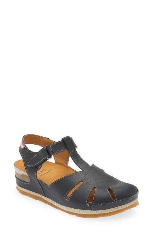 202 Sandal in Navy Leather