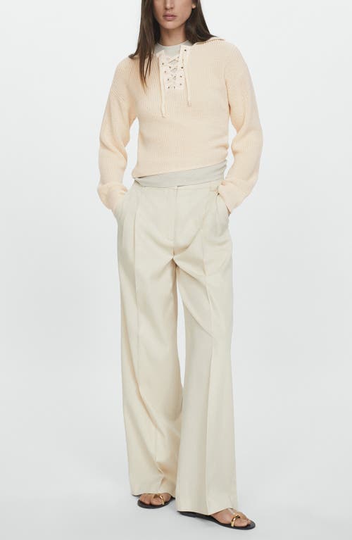 Mango Lace-up Sweater In Light Beige