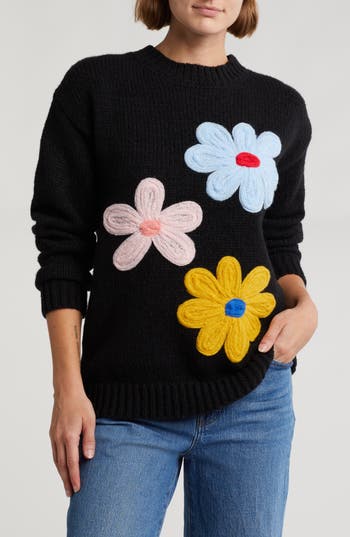 By Design Fleur Oversize Sweater In Black