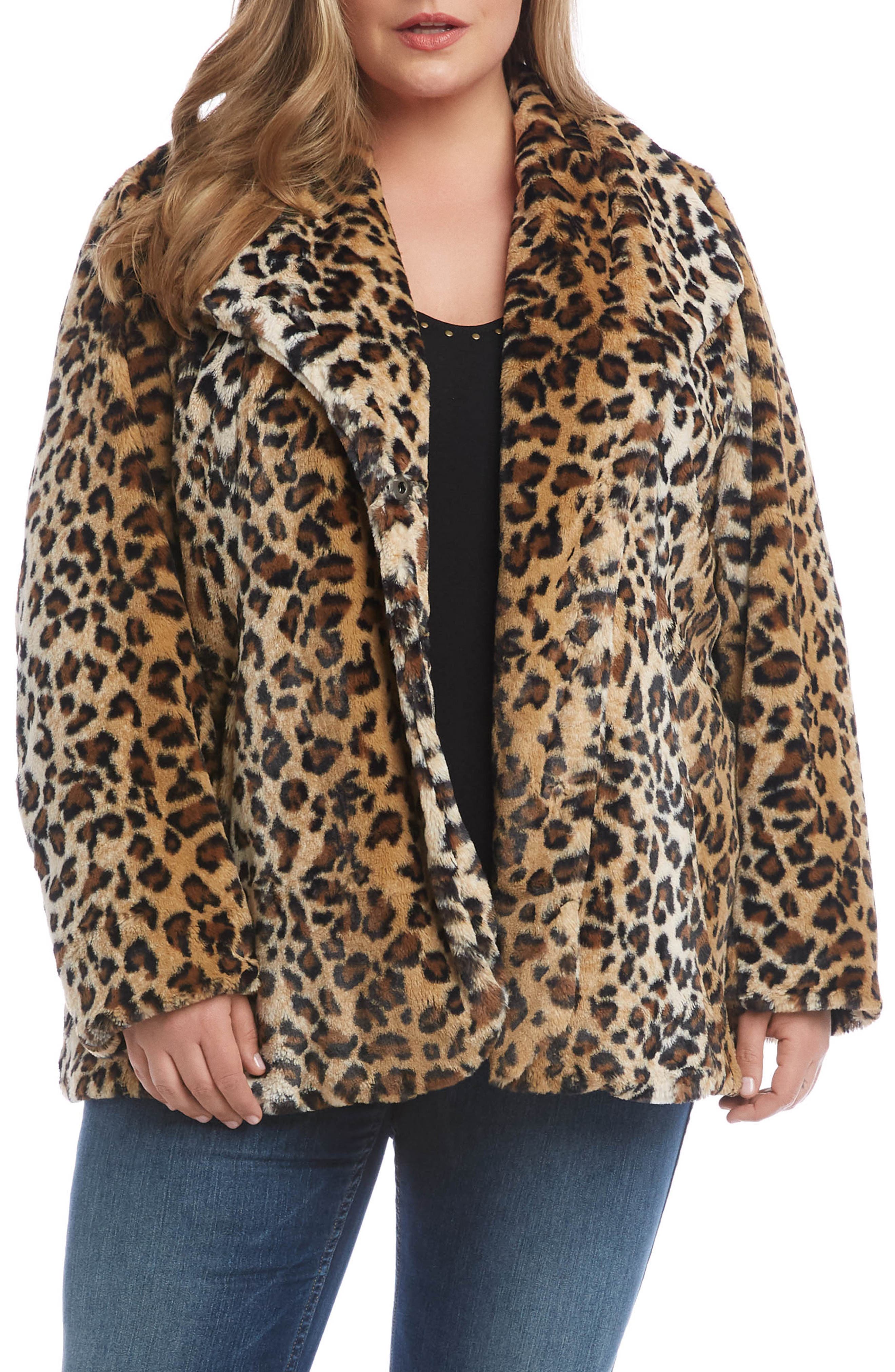 faux fur leopard coat plus size