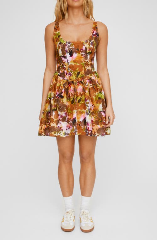 Shop Nasty Gal Floral Lace-up Corset Minidress In Khaki