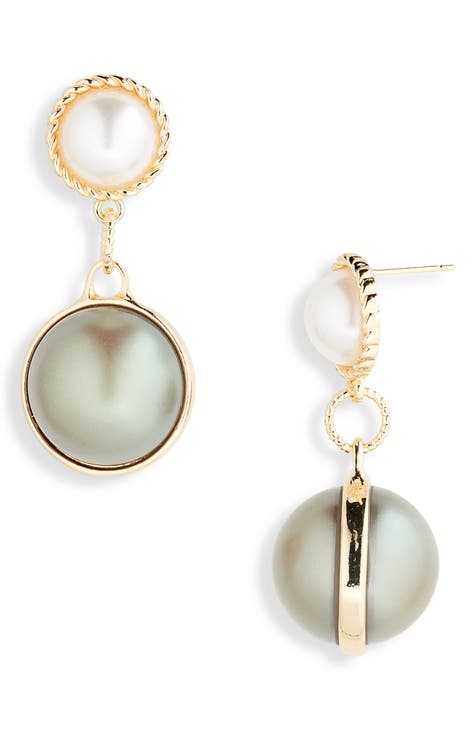 Imitation Pearl Ball Drop Earrings