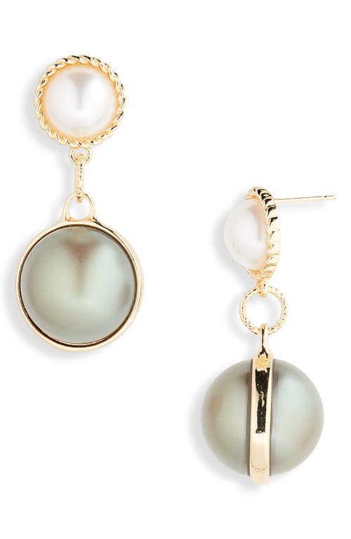 Shop Tasha Imitation Pearl Ball Drop Earrings In Gold/iridescent