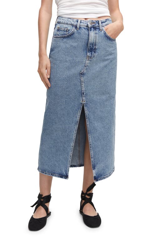 MANGO Denim Midi Skirt Medium Blue at