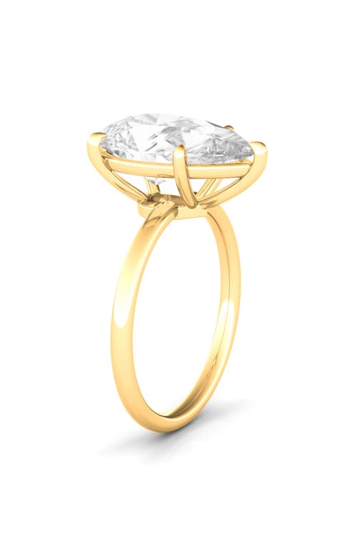 Hautecarat Pear Cut Lab Created Diamond Ring In 2.50 Ctw 18k Yellow Gold