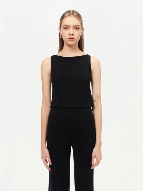 Gobi Mongolian Cashmere Cashmere Crop Top In Black