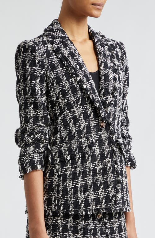 Shop Cinq À Sept Khloe Bouclé Tweed Blazer In Black/ivory