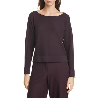 Eileen Fisher Ballet Neck Boxy Sweater, Purple