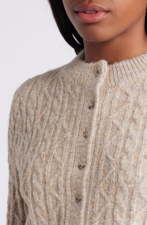 Shop Topshop Cable Stitch Crop Cardigan In Stone