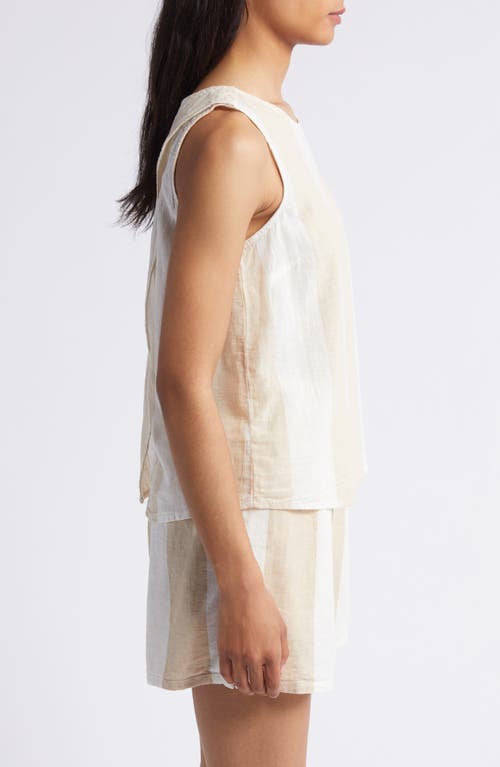 Shop Beachlunchlounge Kelis Stripe Layered Back Sleeveless Linen & Cotton Top In Sahara Sand