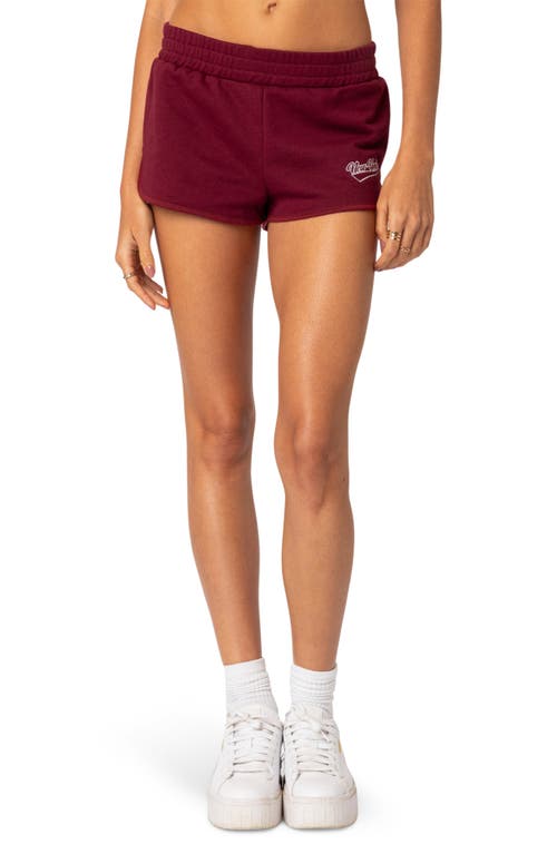 EDIKTED New York Cotton Blend Shorts in Burgundy at Nordstrom, Size Small