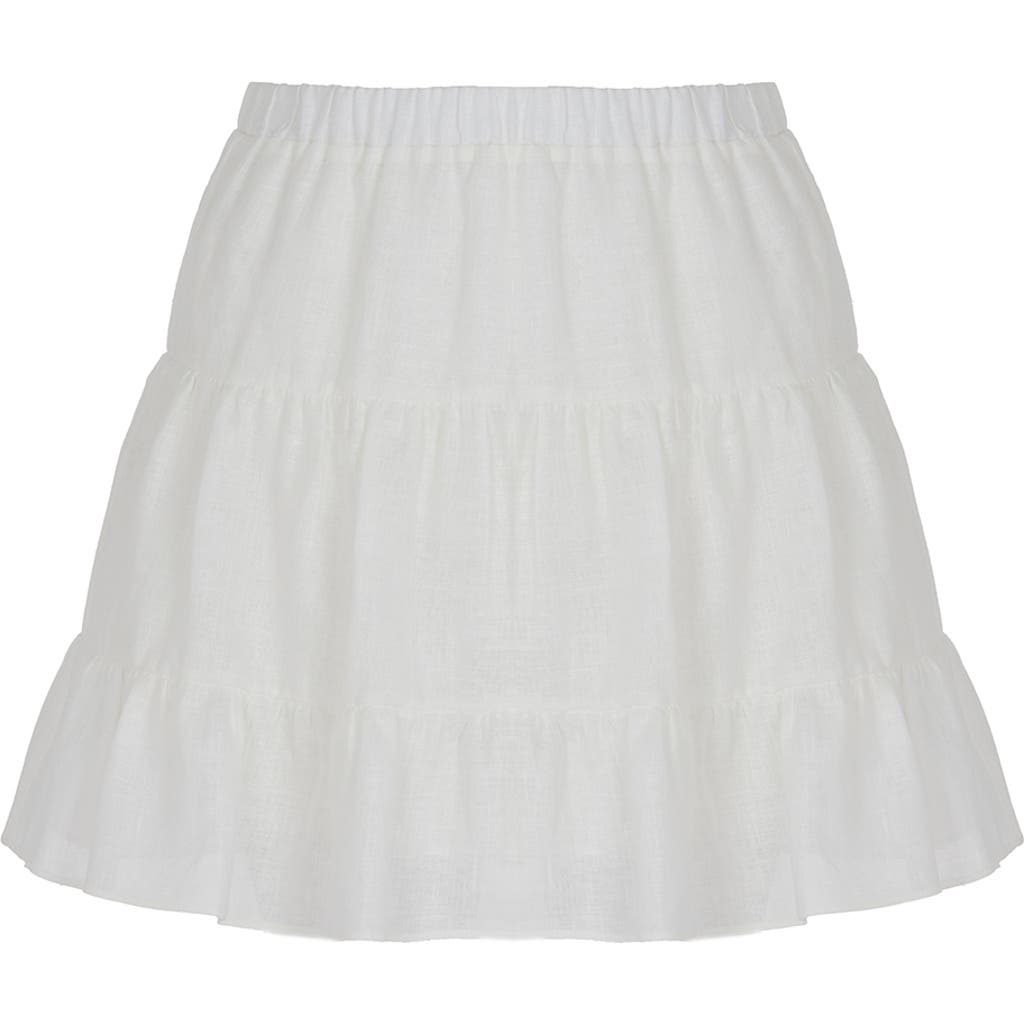 Nocturne Tiered Mini Linen Skirt In Gray