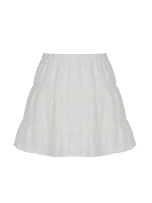 Tiered Mini Linen Skirt in Ivory