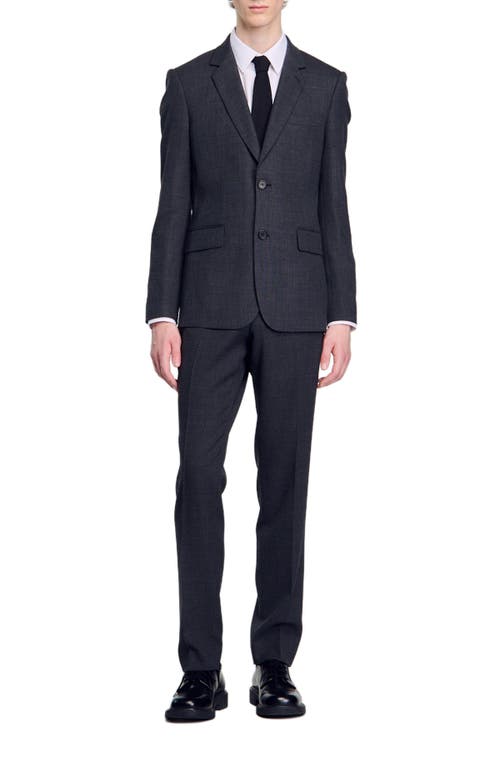 Shop Sandro Wool Suit Jacket In Mocked Grey