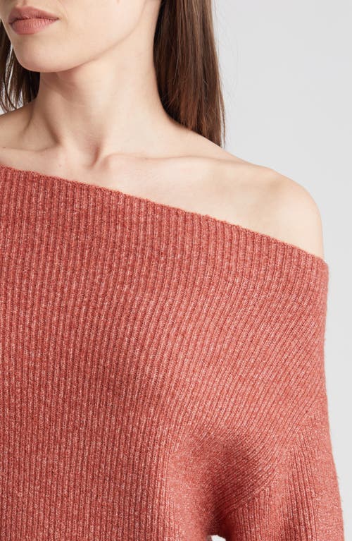 Shop Treasure & Bond One-shoulder Rib Sweater In Rust Marsala