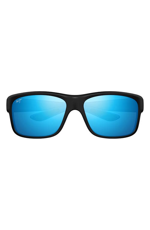 Maui Jim Southern Cross 63mm Oversize Polarized Sunglasses In Black/blue Hawaii