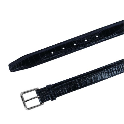 Trafalgar 30mm Mock Alligator Embossed Italian Leather Belt In Black