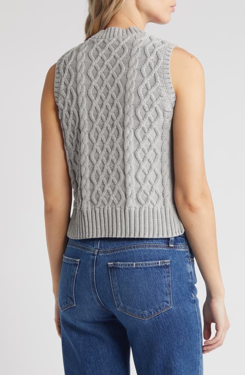 Shop Caslonr Caslon(r) Cable Knit Pima Cotton Sweater Vest In Grey Heather