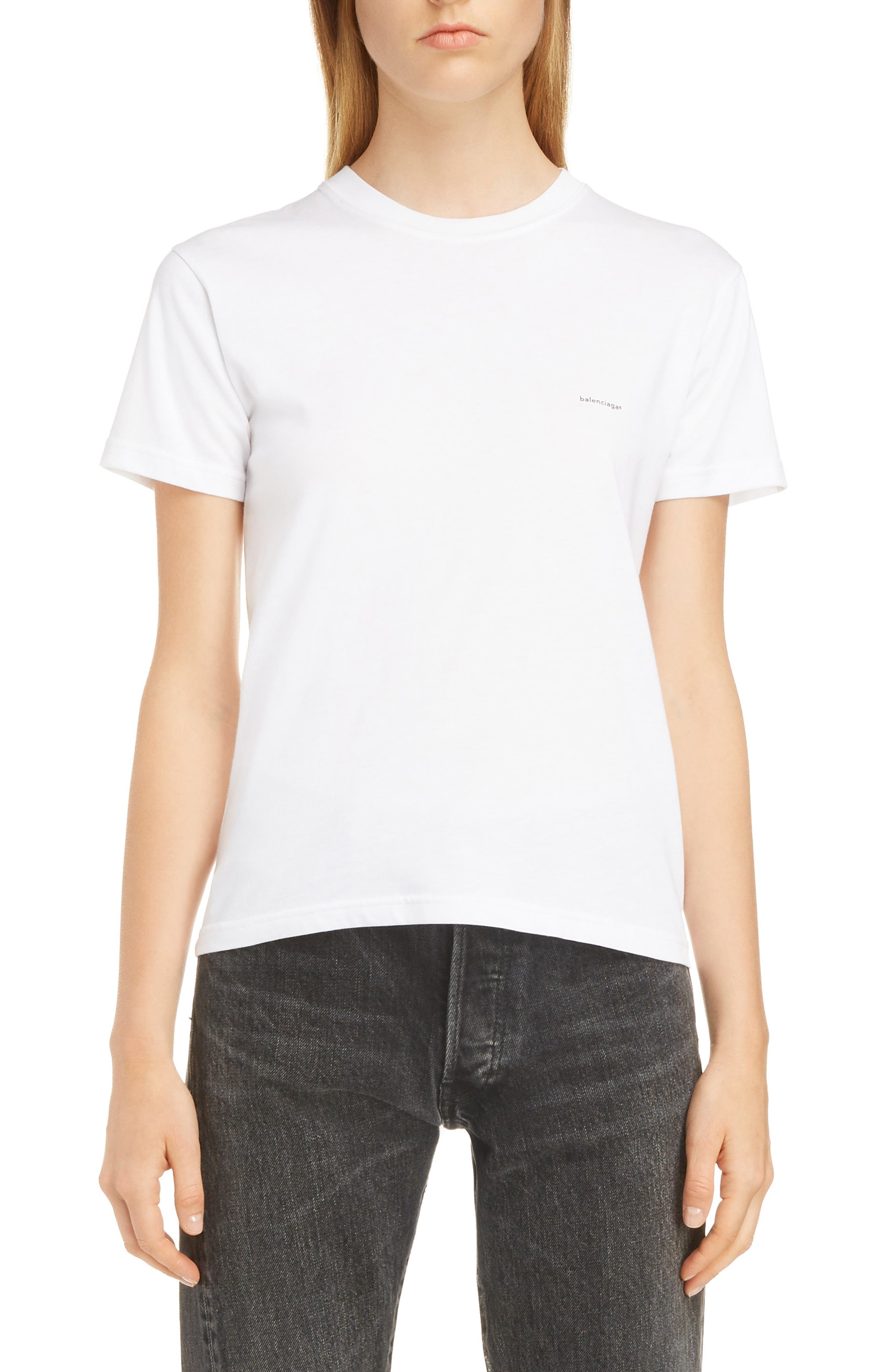 Balenciaga Women S Balenciaga Oversize Small Logo T Shirt Size X Small White From Linkshare Usa Shefinds