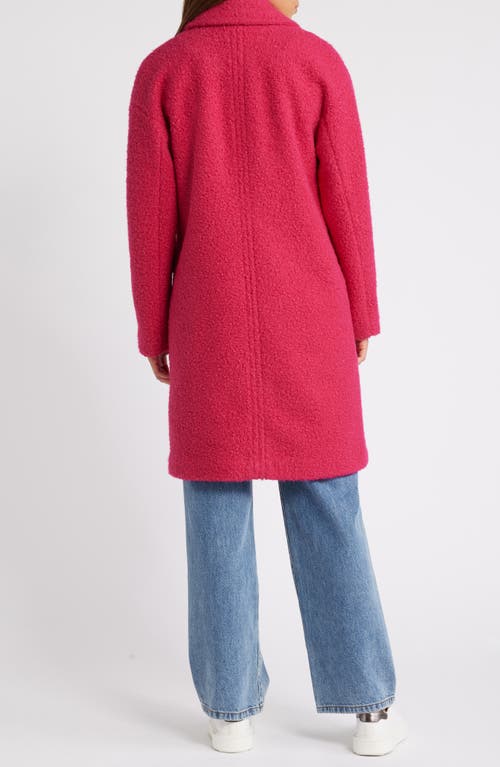 Shop Bcbg Double Breasted Bouclé Coat In Magenta