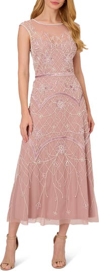 Adrianna Papell Womens Beaded Illusion Column Gown : : Clothing,  Shoes & Accessories