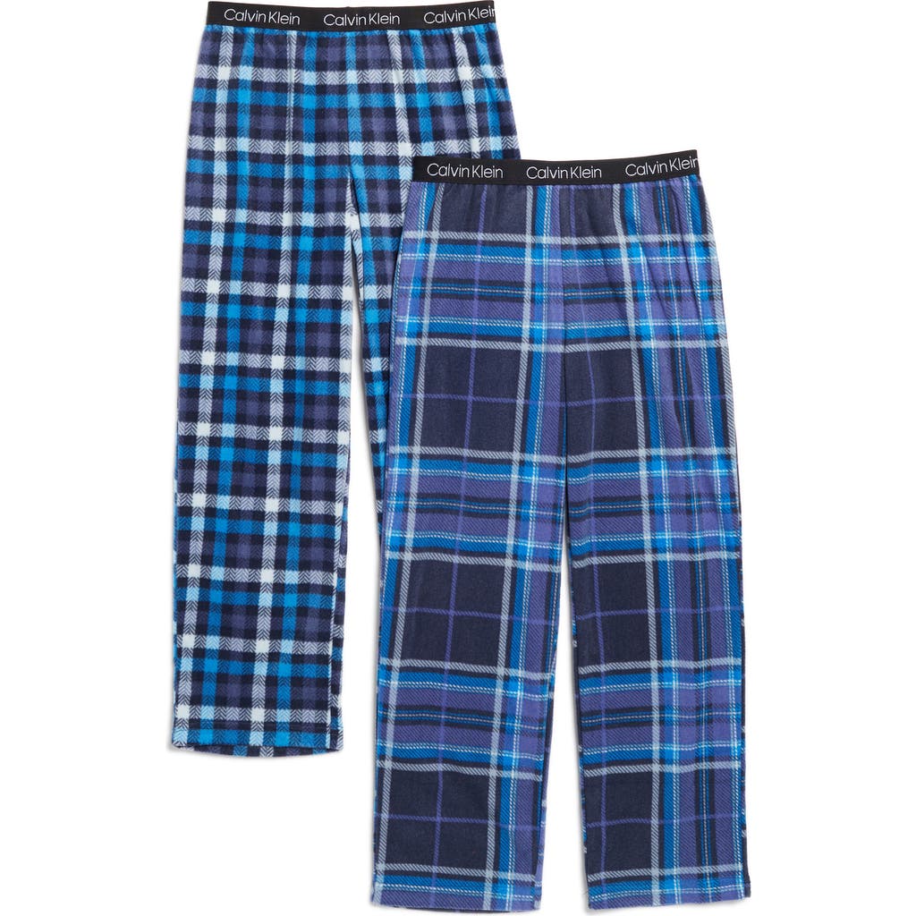 Calvin Klein Kids' 2-pack Sleep Pants In Blue Clsc Pld/navy Herring Pld